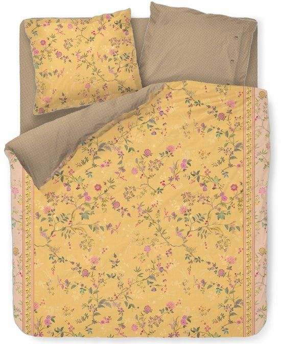 Pip Studio Bodhi Flower dekbedovertrek - Eenpersoons - 140 x 200/220 cm - Geel