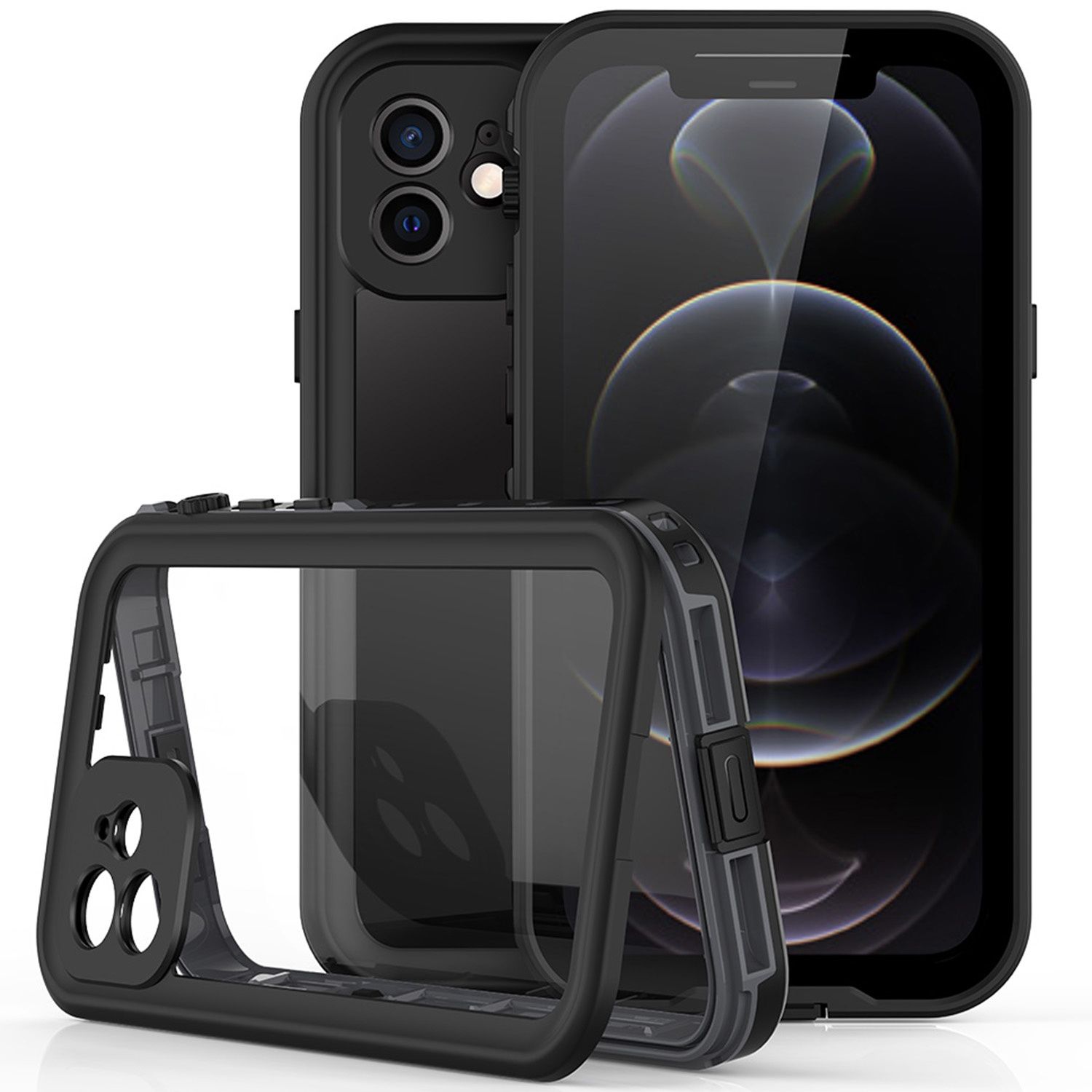 Redpepper Dot Plus Waterproof Backcover iPhone 12 hoesje - Zwart