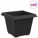 vidaXL Vierkante Bloempot 24 st Zwart 33 x 33 x 26 cm Kunststof