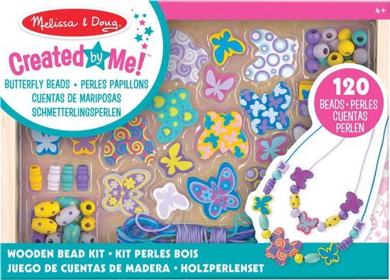 Melissa & Doug Gemaakt door mij! Houten kralenpakket - Vlinderkralen - 150+ kralen