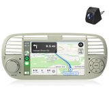 Awesafe Fiat 500 (2012-2017) Carplay 7-inch 2+64G Android 15 Autoradio met DAB+, GPS, Bluetooth, FM, Stuurwielbediening, RDS, DSP, USB en Camera