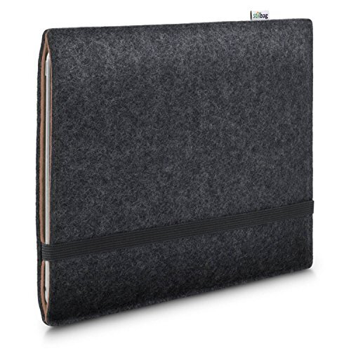 stilbag Vilten hoes voor Apple iPad 10.2 (2020) (8th Generation) | Etui Tas gemaakt van Merino wolvilt | Collekion Finn - Kleur: antraciet/bruin | Tablet Cases Made in Germany