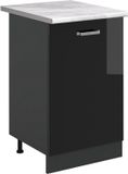 Vicco Keukenonderkast R-Line, Zwart hoogglans/Antraciet, 50 cm marmer werkblad
