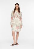 comma Jurk ecru / bruin / mintgroen / rosa