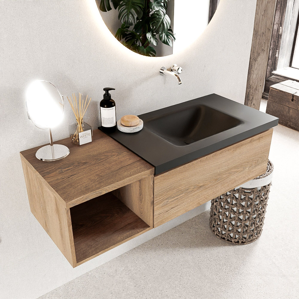 Mondiaz Bukla badmeubel rechts 1 lade 120 washed oak en urban