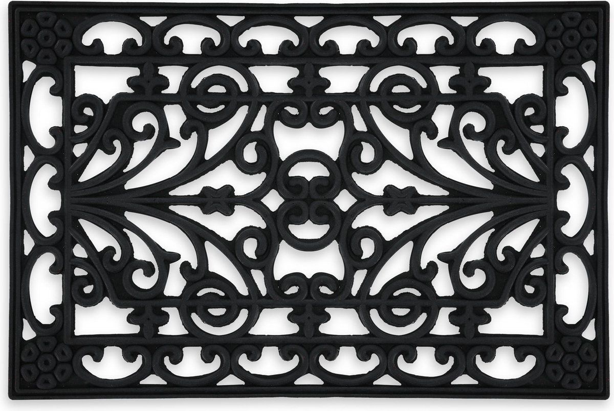 Relaxdays deurmat rubber - 40 x 60 cm - droogloopmat - inloopmat voordeur - rechthoekig - zwart