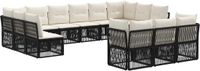 vidaXL Tuinbank - Set - 13-delig - Zwart - Polyrattan