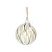 Boule de Noël, lignes torsadées, vert et blanc, verre, 5 cm