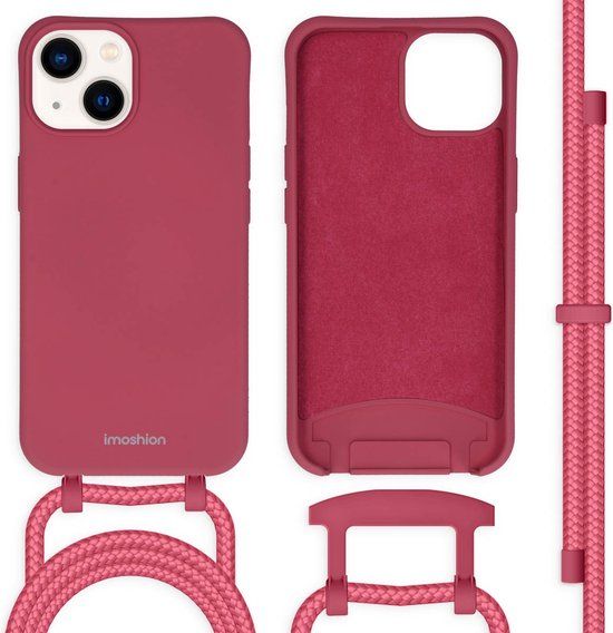 iMoshion Color Backcover iPhone 14 - Donkerrood - Met Koord