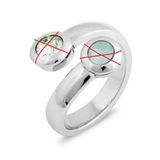 Melano Ring Staal Blauw Groen Kristal Rond Vrouwen Maat 56