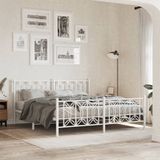 vidaXL Cadre de lit avec tête et pied de lit Métal Blanc 183x213 cm