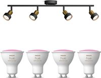 Philips Hue Conduit Opbouwspot (Zwart/Goud) - Wit en Gekleurd Licht - Plafondspot met 4 Lichtpunten - GU10 - Hue White and Color Ambiance