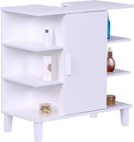 Merkloos Relaxdays Wastafelonderkast met deur en 6 legplanken, 65 x 64 x 31 cm (h x b x d), MDF, badkamerkast, wit