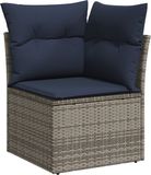 vidaXL Tuinhoekbank met kussens poly rattan grijs