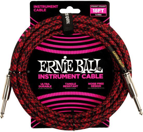 Ernie Ball 6396 Braided Instrument Cable - 5.5 m - Red