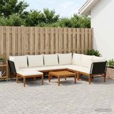 vidaXL - 8 - st - Massief - acaciahout - & - touw - Naturel