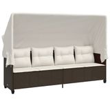 VidaXL Fauteuil Gecapitonneerde zitting Polyrattan, Staal Crème, Wit