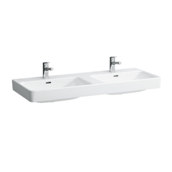 Laufen Pro S wastafel dubbel met 2x1 kraangat 120x46.5x17.5cm met overloop wit H8149660001041