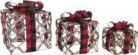 DKD Home Decor Set decoratieve dozen Ziverachtig LED Rotan Purpurine (25 x 25 x 30 cm)
