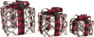 DKD Home Decor Set decoratieve dozen Ziverachtig LED Rotan Purpurine (25 x 25 x 30 cm)