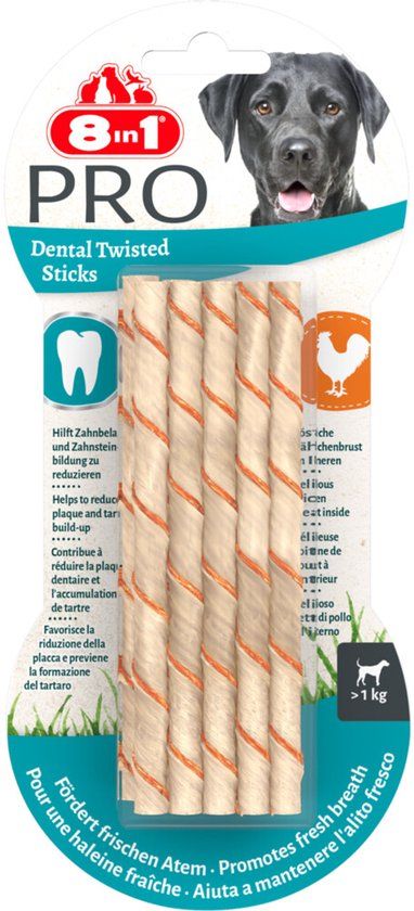 8in1 Delights Pro Dental Twist Sticks Kip - 10 stuks