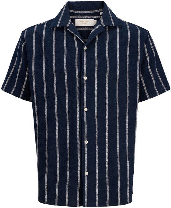 Jack & Jones Junior Overhemd Gestreept Korte Mouw Biologisch Katoen Regular Fit Sky Captain - Maat 128
