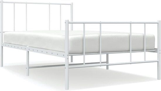 vidaXL Bedframe met hoofd- en voeteneinde Metaal Wit 107x203 cm