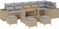 vidaXL Tuinbank Set Beige Poly Rattan