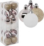 Atmosphera Kerstballen 24 stuks - Champagne/Roze/Wit/Goud - 4 cm - Kunststof