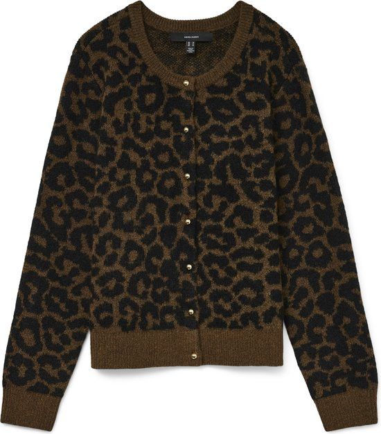 Vero Moda Vest Vmnewkai Ls O-neck Cardigan Boo 10331281 Emperador/w. Black Leo Dames Maat - S