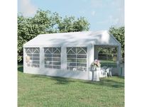 Outsunny Tonnelle de jardin 3 x 6 m tente de réception avec 4 parois 3 fenêtres de chaque côté barnum pour fête mariage blanc