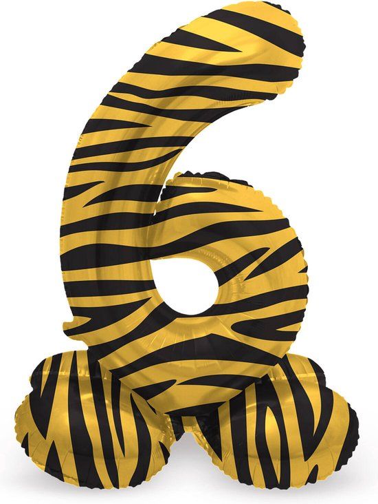 Folat Staande folieballon Cijfer 6 Tiger Chic - 72 cm