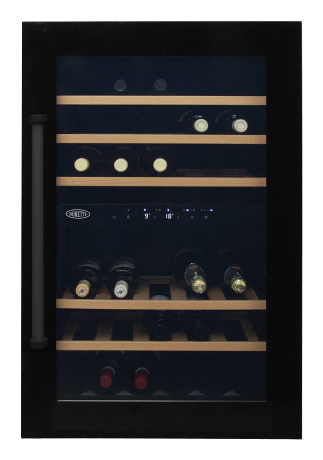 Boretti MLWC88ZW Wijnklimaatkast inbouw 88cm, 2 zones, 35 flessen, ZW