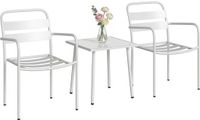 Outsunny Rotan Bistro Set - Gegalvaniseerd staal, gehard glas - 55L x 58B x 82H cm - Wit