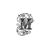 Aladine - stempel alfabet Arabesk - houten staander - scrapbooking en creatieve kaarten - letter M