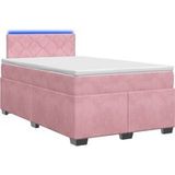 Maison Exclusive Lit boxspring exclusif avec matelas et éclairage LED rose, dimensions 120 x 190 cm, revêtement en velours