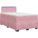 Maison Exclusive Lit boxspring exclusif avec matelas et éclairage LED rose, dimensions 120 x 190 cm, revêtement en velours