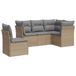 vidaXL 6-delige Loungeset met Kussens, Poly Rattan, Beige