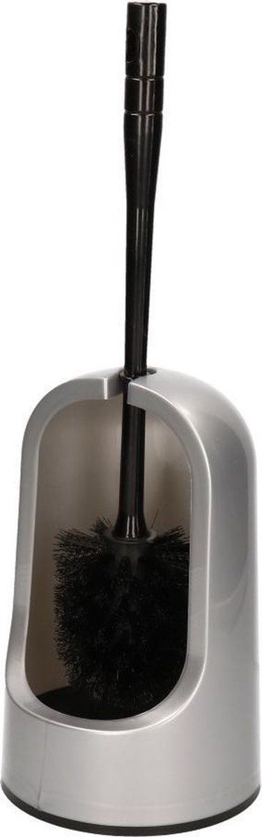 Forte Plastics Toiletborstel met houder zilver - 40 cm