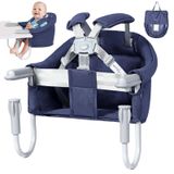 Elzusha - Chaise bébé portable avec ceinture de sécurité, bleu foncé