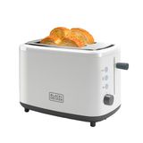 Black+Decker BXTO820E - Broodrooster 820 W. 2 brede gleuven 7 roosterniveaus Auto-centrerend systeem Functies: Stop, verwarmen en ontdooien. Lade om kruimels op te vangen. Antislipvoetjes. Wit