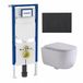 Geberit QeramiQ Dely Swirl Toiletset - Hangend - Inbouwreservoir - Zonder spoelrand - Diepspoel - PK - Dual flush - Met soft-close zitting - Keramiek - 36.50 cm hoogte - Mat antraciet bedieningsplaat