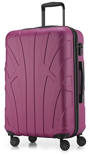 Suitline Middelgrote koffer 66 x 44 x 27 cm ABS harde schaal uitbreidbaar (58-68 L) met TSA slot 4 dubbele wielen telescopische handgreep reiskoffer, Roze