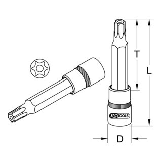 KS Tools KS Tools 1/2" bit dopsleutel TX met vlak gat, lang, TB40 Aantal:1