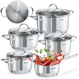 Tectake Set de casseroles Bologna 9 pièces
