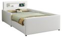 StarTech Kinderbed - Enkelbed 90x200 cm - Bekleed met kunstleer (PU) - Bed met opbergruimte - Valbeveiliging - Wit