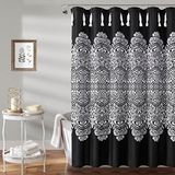 Lush Decor Boho medaillon douchegordijn, 182,9 x 182,9 cm, zwart