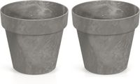 Merkloos Prosperplast Bloempot/plantenpot - 8x - betonlook - grijs - kunststof - Dia 17 cm - buiten/binnen