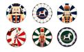Excelsa Vintage kerstset met 6 onderzetters, keramiek en kurk, diameter 10,5 cm