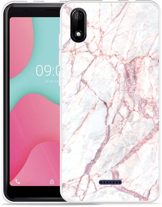 Just in Case Wiko Y60 Hoesje White Pink Marble - Wiko Y60